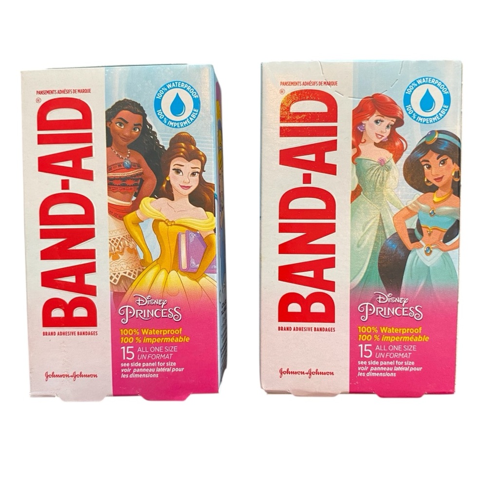 2x Band-Aid Bandages for Kids Disney Princess 100% Waterproof Bandages SEALED 30